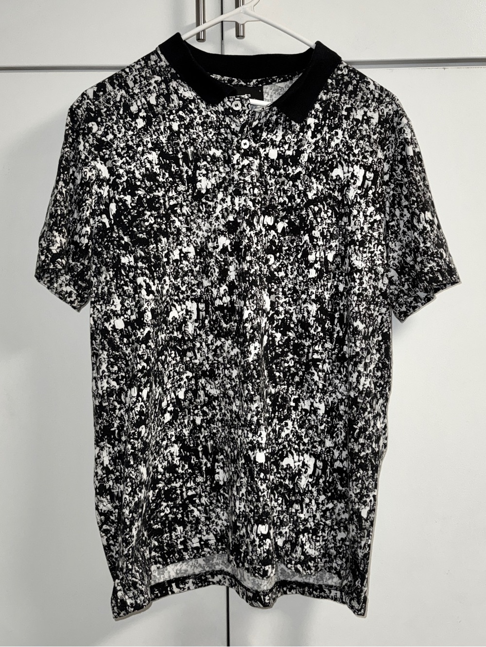 Paul Smith Black & White All-Over-Print CROWD Polo • S • Photographic Print
